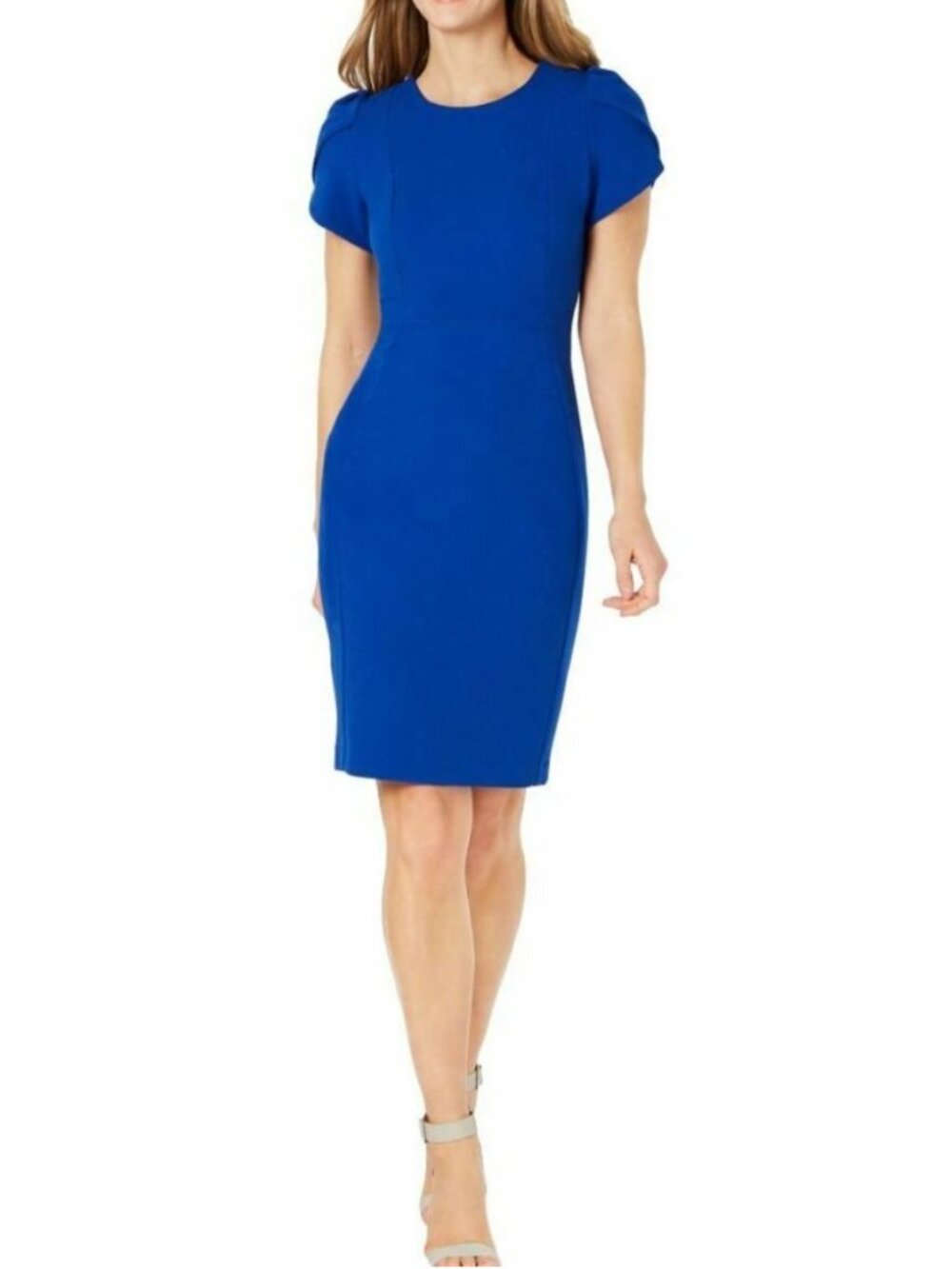 Calvin Klein Royal Blue Scuba Dress with Tulip Sleeves Size 8P
